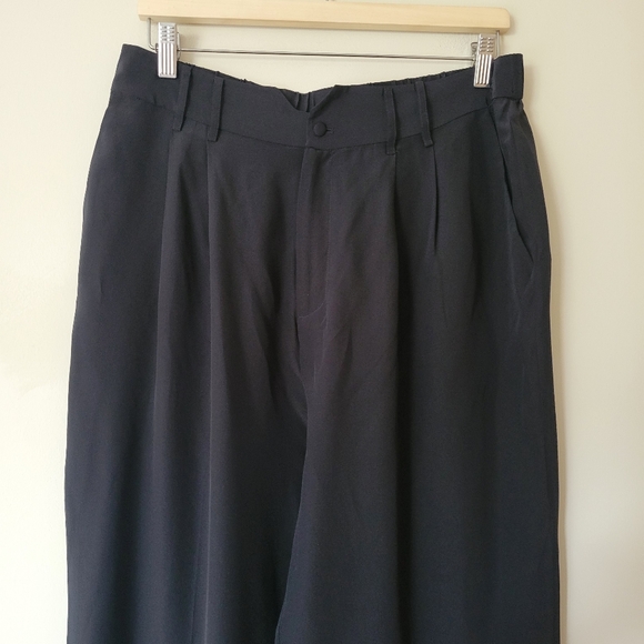 BNWT Lily Silk Women's Tucked Tapered Mulberry Silk Black Trouser Pants Size 12 - Picture 5 of 11